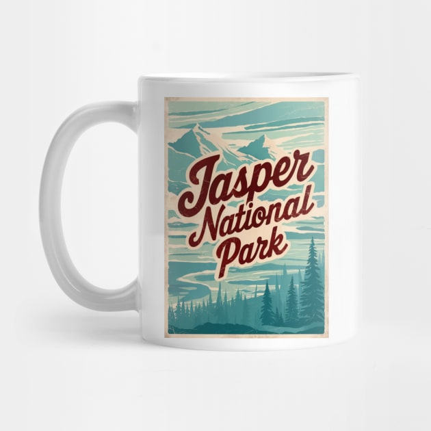 Retro Poster of Jasper National Park by Perspektiva